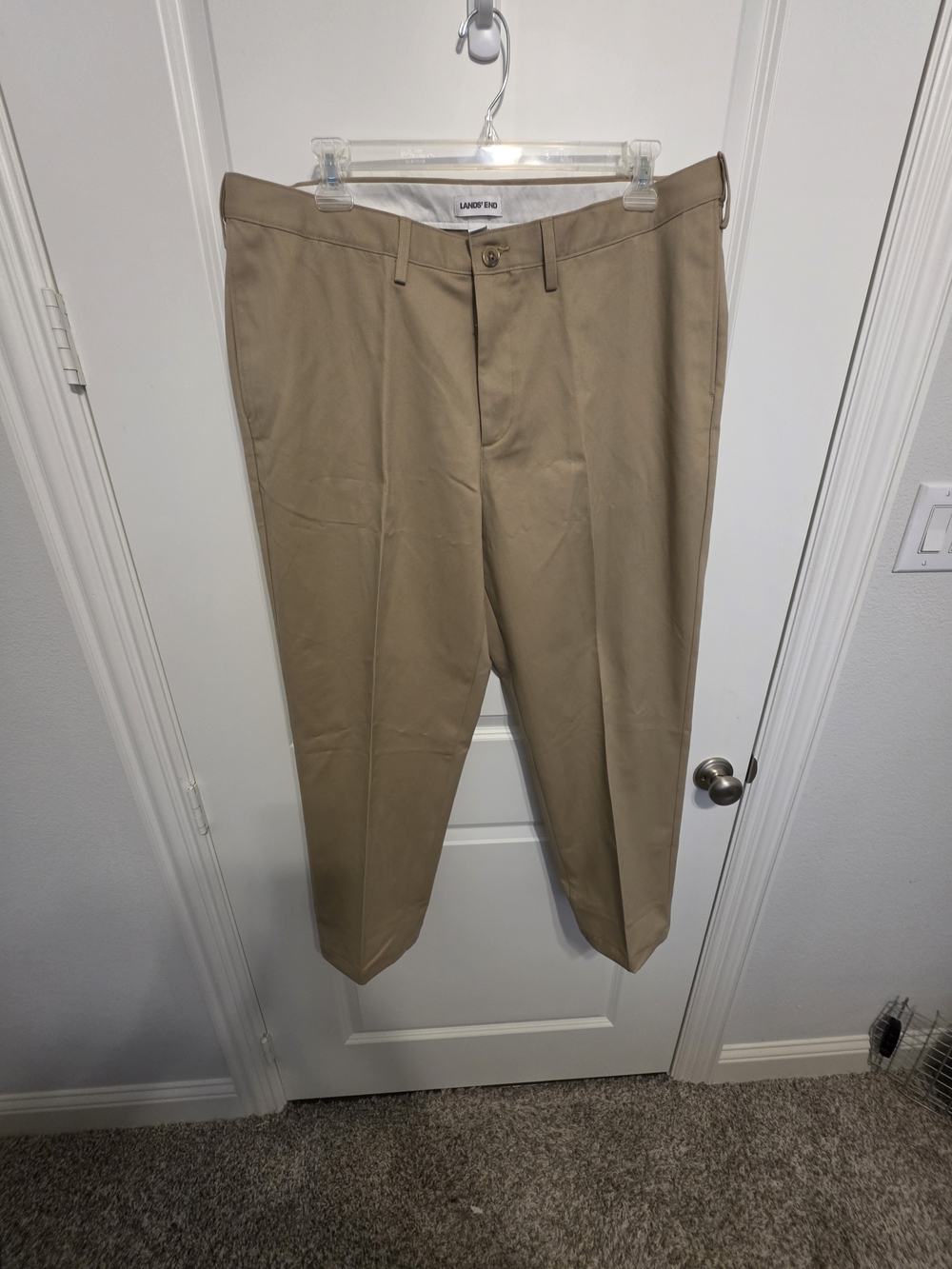 Lands' End Traditional Fit Men's Straight-Leg Chinos in Tan